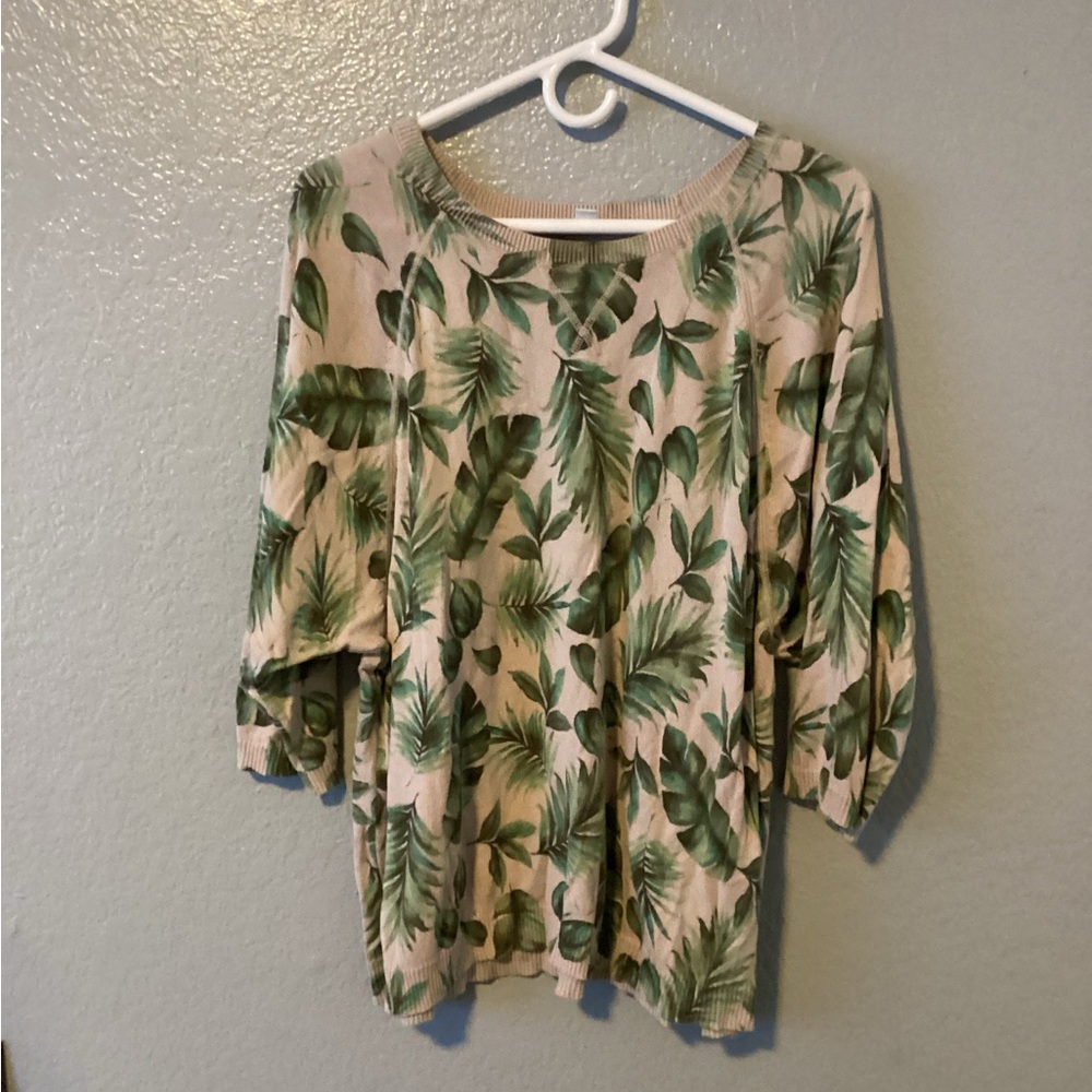 J Jill Leaf Print Women's Sweater.